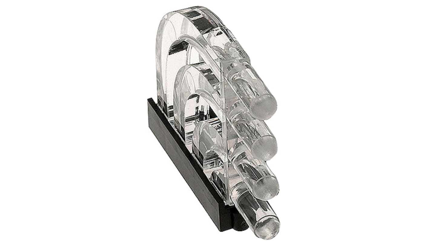1279.1001 MENTOR, PCB Mounted 4-Way Right Angle LED Light Pipe, Quad-Level-Row Clear Dome Lens