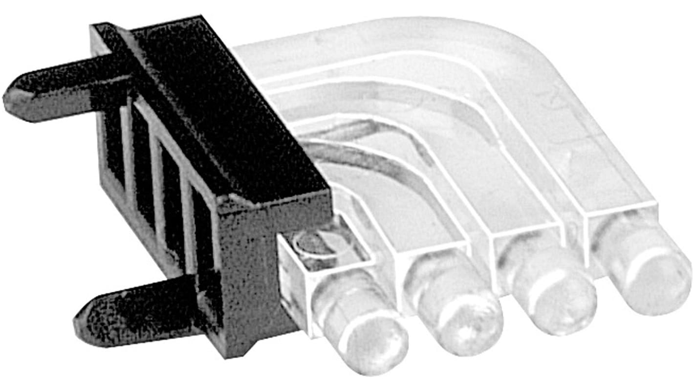 1296.1004 MENTOR, PCB Mounted 4-Way Right Angle LED Light Pipe, Quad-Level-Row Clear Dome Lens