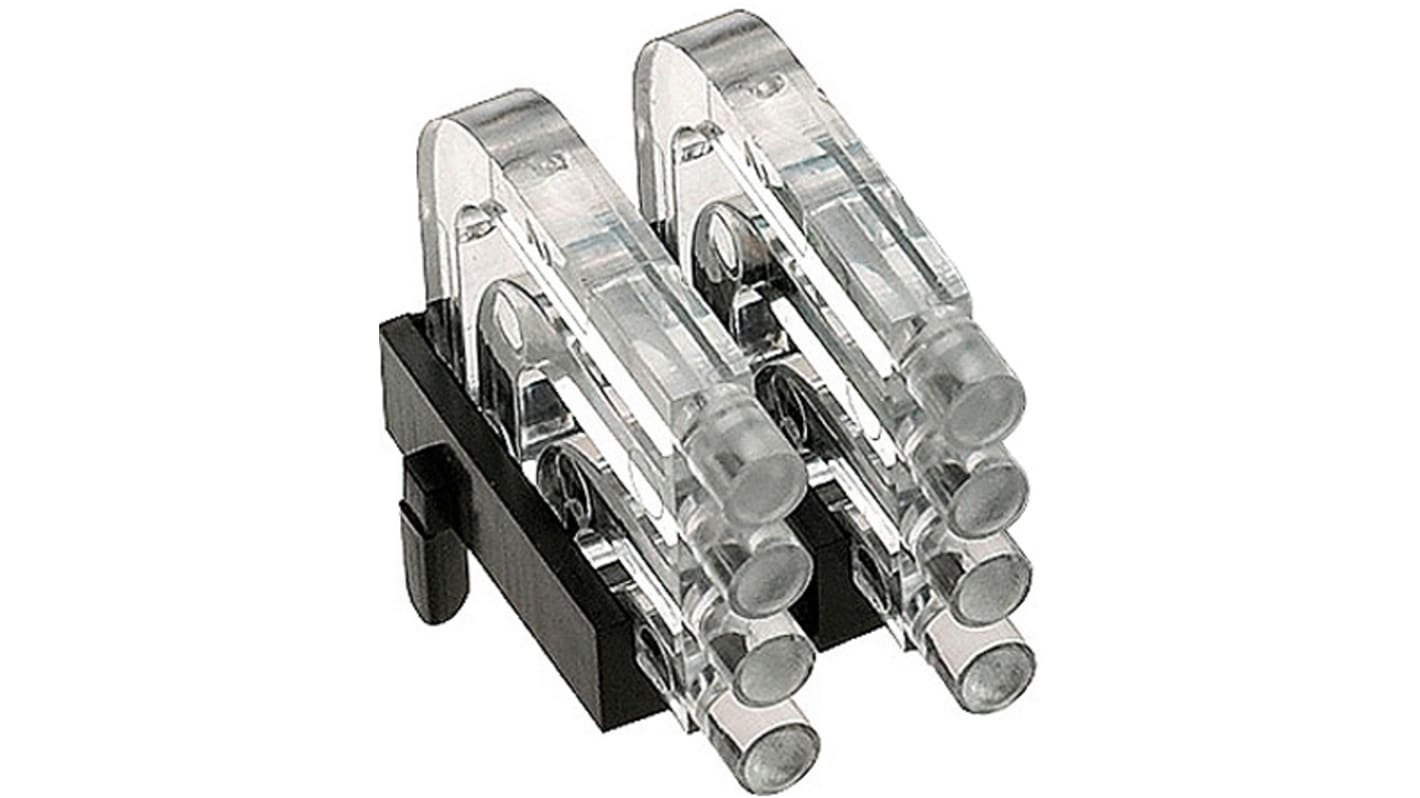 Mentor GmbH 导光柱, 直角, PCB安装, 4排, 2列, 透明圆顶透镜, 9.98 x 14.2 x 15.7mm