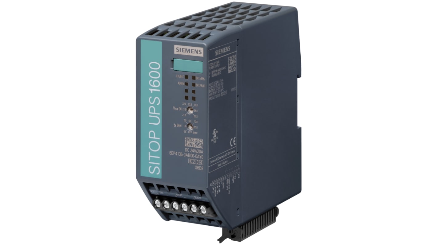Siemens UPS电源, 480W, 24V 直流输出, 24V 直流输入, DIN导轨安装