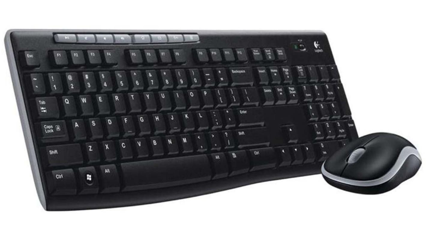 Logitech MK270 Compact Keyboard, QWERTY (UK), Black (Keyboard), Black/Grey (Mouse)