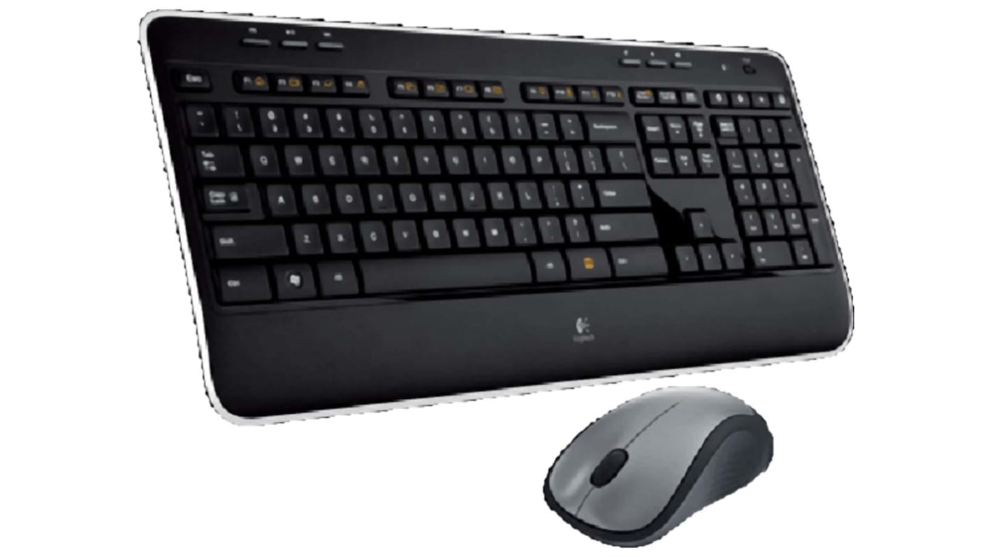 Logitech Wireless Keyboard and Mouse Set, QWERTY (UK), Black (Keyboard), Black/Grey (Mouse)