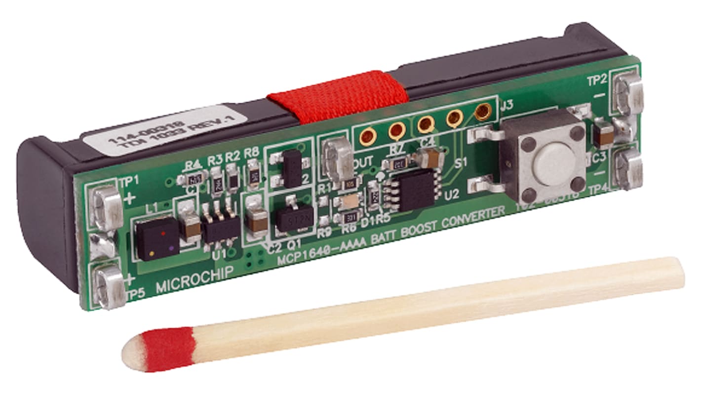 Microchip MCP1640 Evaluierungsplatine, Single Quadruple-A Battery Boost Converter Reference Design Aufwärtswandler