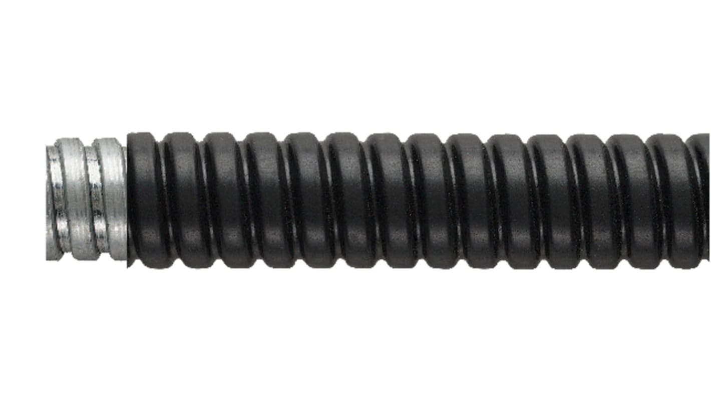 Flexicon Flexible Conduit, 16mm Nominal Diameter, Galvanised Steel, Black