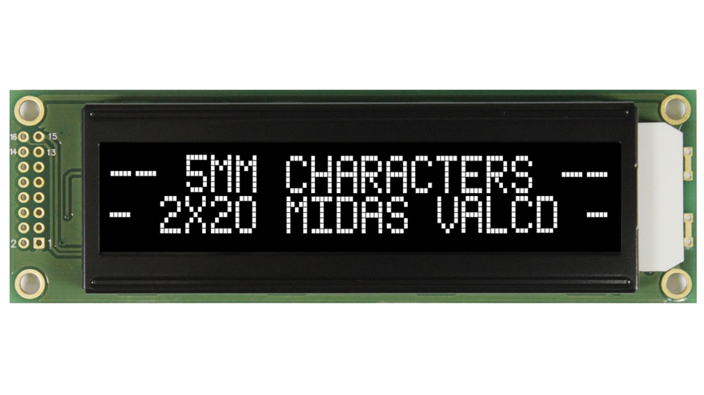 Display monocromatico LCD Midas, Alfanumerico, 2x20 caratteri