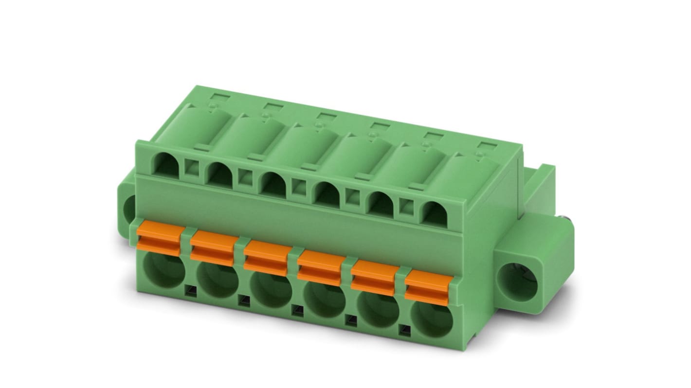 Phoenix Contact, 5.08mm Pitch, FKC 2.5/ 6-STF-5.08 EX, 6 Way, Pluggable Terminal Block, Plug, Spring Cage Termination,