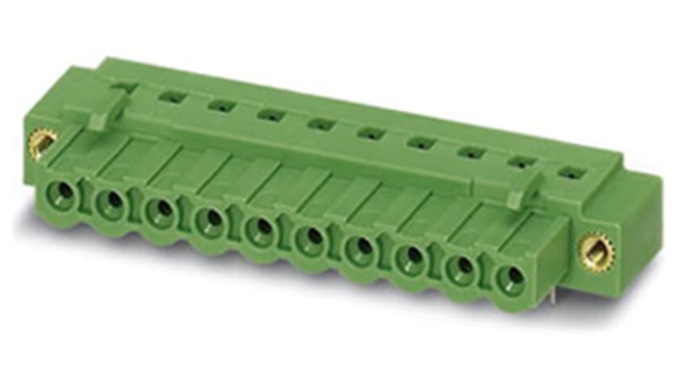 Phoenix Contact, 5.08mm Pitch, IC 2.5/10-GF-5.08 EX, 10 Way, Right Angle, Pluggable Terminal Block, Inverted Header,