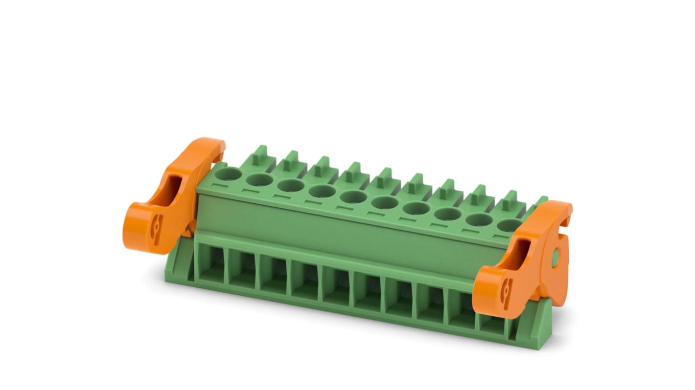 Phoenix Contact, 3.5mm Pitch, MC 1.5/10-ST-3.5-LR, 10 Way, , Pluggable Terminal Block, Plug, Cable Mount, Screw