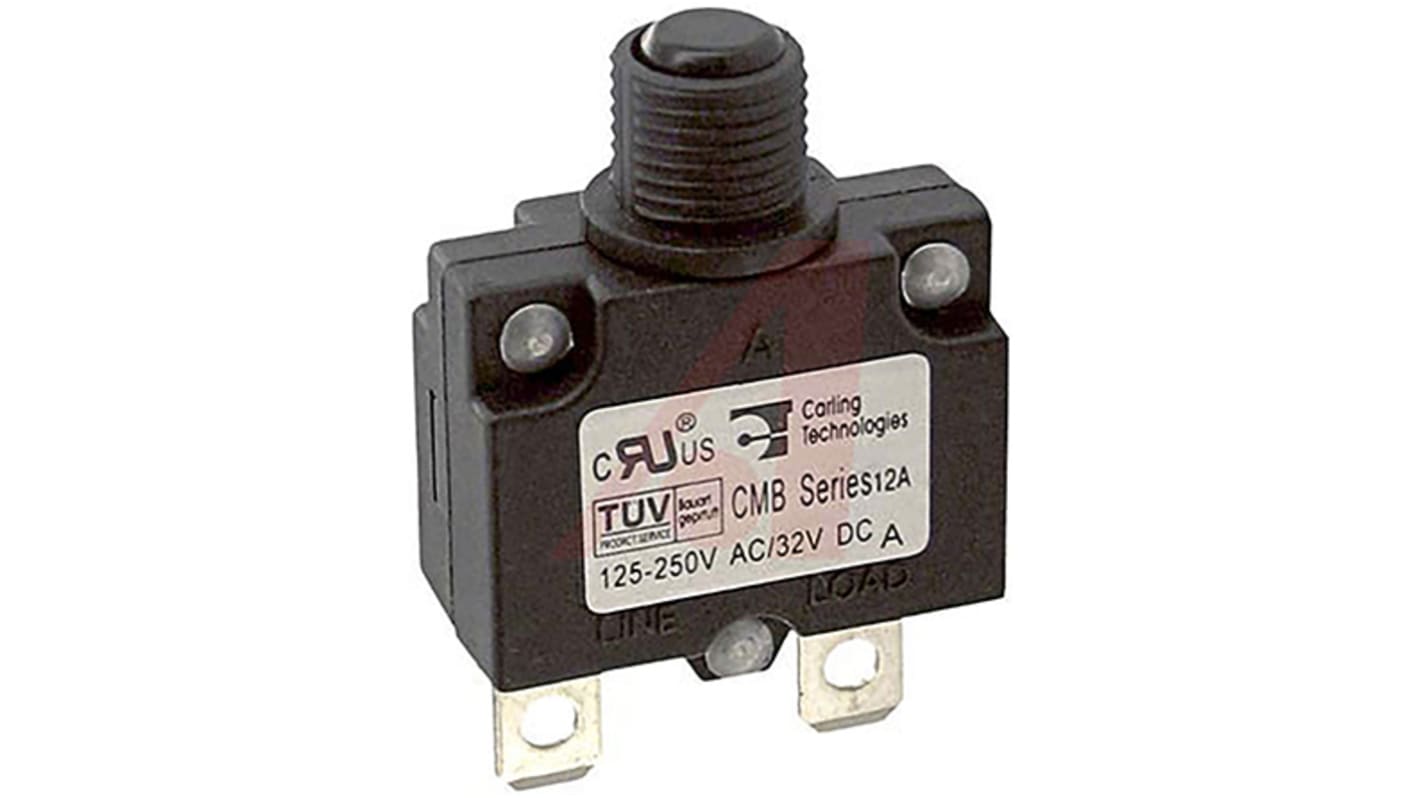 Carling Technologies Thermal Magnetic Circuit Breaker - CMB Single Pole Panel Mount, 12A Current Rating