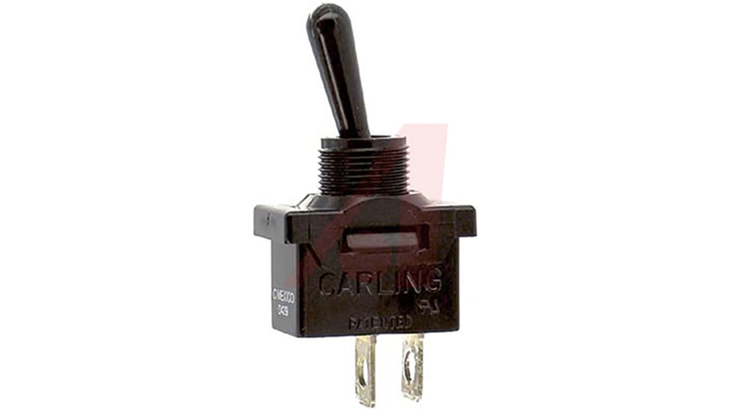 Carling Technologies Toggle Switch, Panel Mount, On-Off, SPST, Solder Lug Terminal, 250V ac