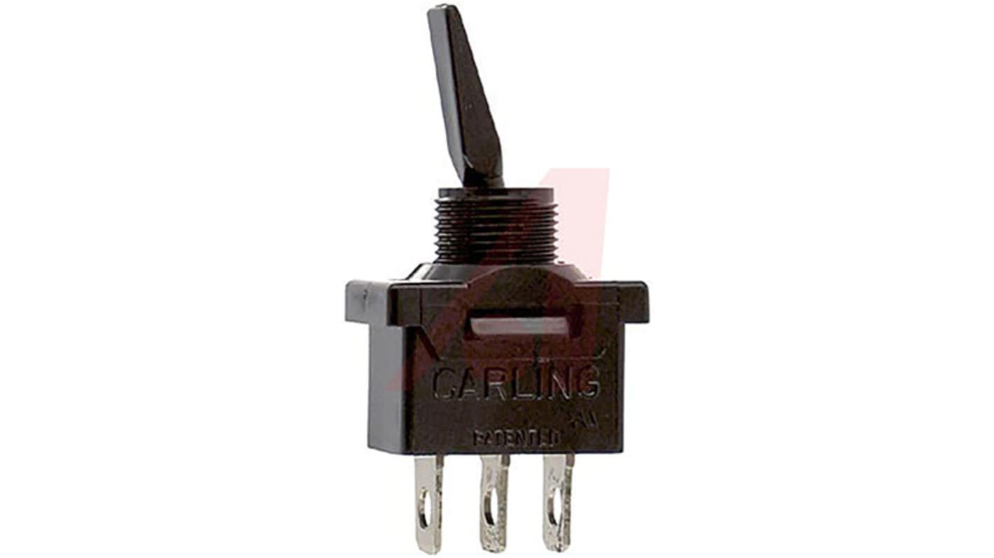 Carling Technologies Toggle Switch, Panel Mount, Latching, SPDT, Tab Terminal, 250V ac