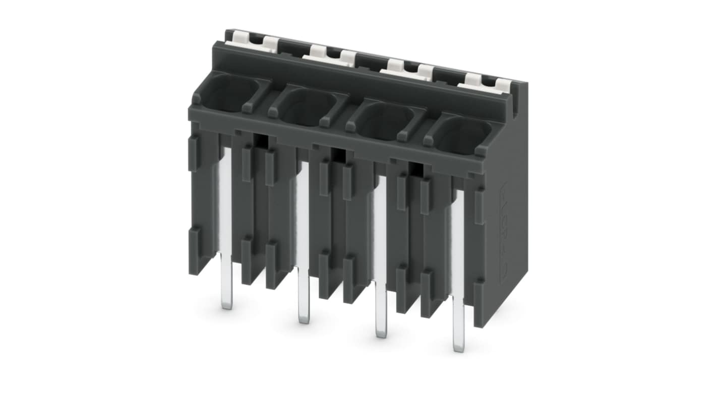 Phoenix Contact SPT-THR 1.5/ 4-V-5.0 P26 Series PCB Terminal Block, 5mm Pitch, Through Hole Mount, Spring Cage