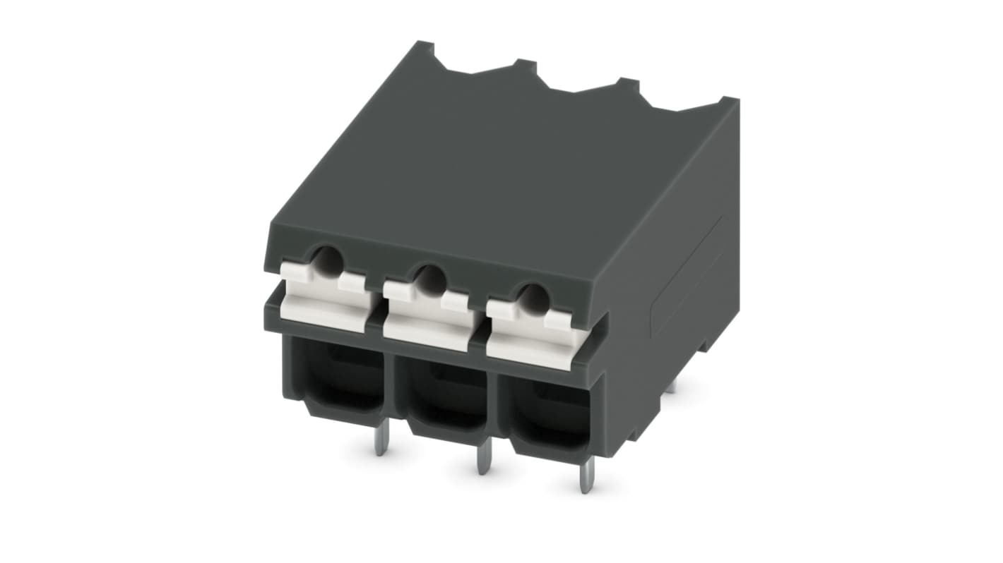 Phoenix Contact SPT-THR 1.5/ 3-H-3.5 P26 Series PCB Terminal Block, 3.5mm Pitch, Through Hole Mount, Spring Cage