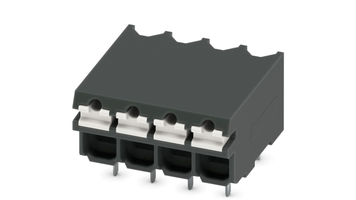 Phoenix Contact SPT-THR 1.5/ 4-H-3.5 P26 Series PCB Terminal Block, 3.5mm Pitch, Through Hole Mount, Spring Cage