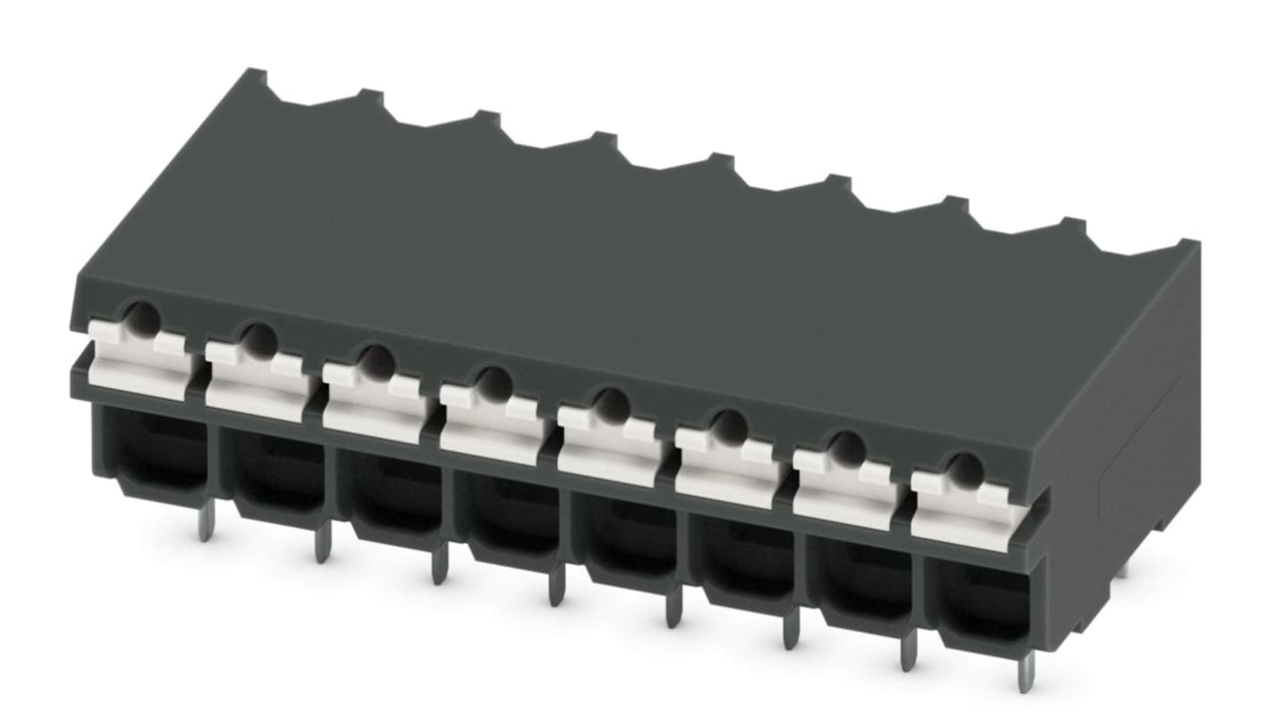 Phoenix Contact SPT-THR 1.5/ 8-H-3.5 P26 Series PCB Terminal Block, 3.5mm Pitch, Through Hole Mount, Spring Cage