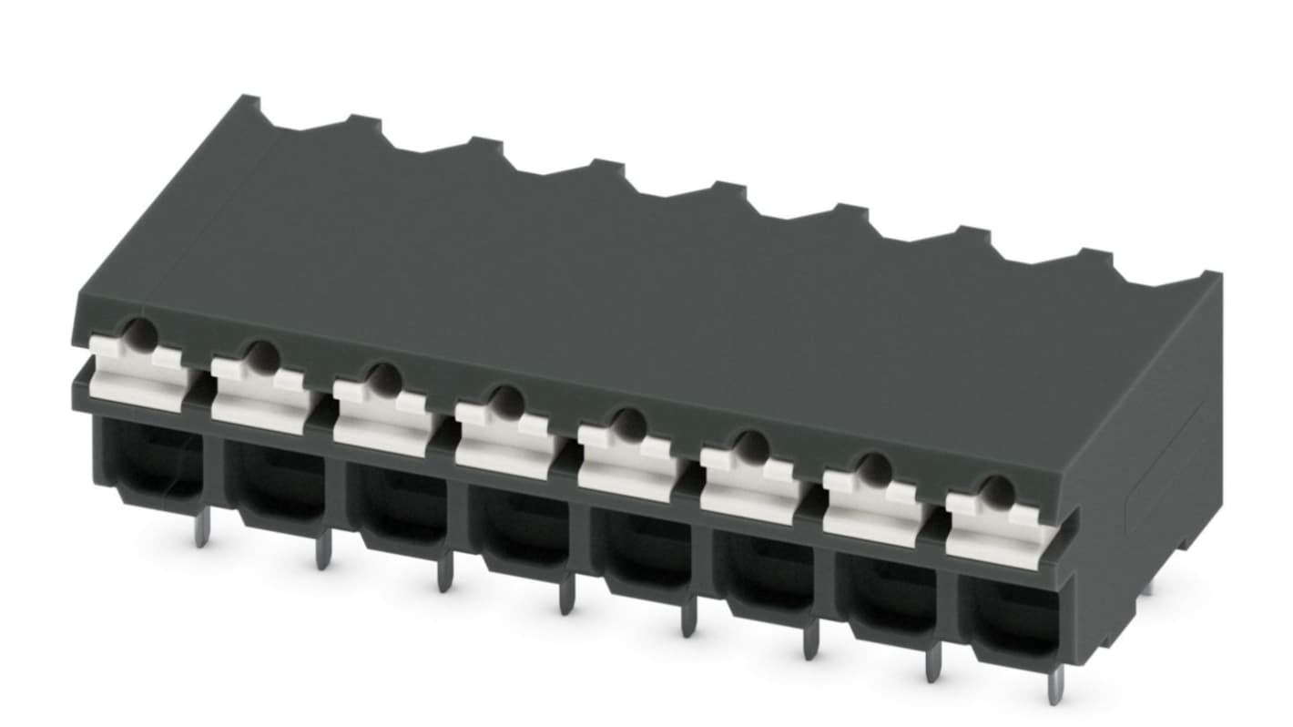 Phoenix Contact SPT-THR 1.5/ 8-H-3.81 P26 Series PCB Terminal Block, 3.81mm Pitch, Through Hole Mount, Spring Cage