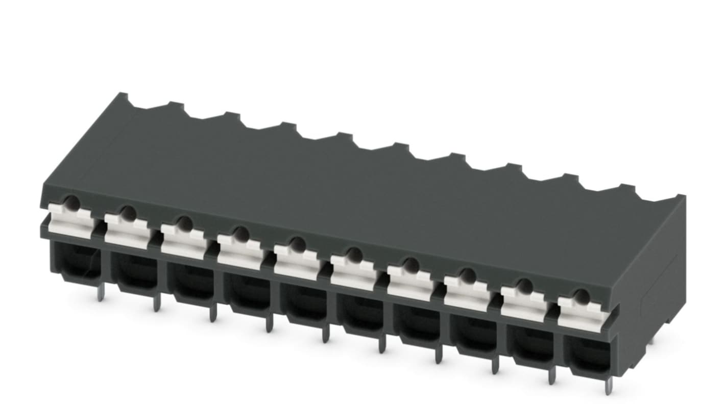 Phoenix Contact SPT-THR 1.5/10-H-3.81 P26 Series PCB Terminal Block, 3.81mm Pitch, Through Hole Mount, Spring Cage
