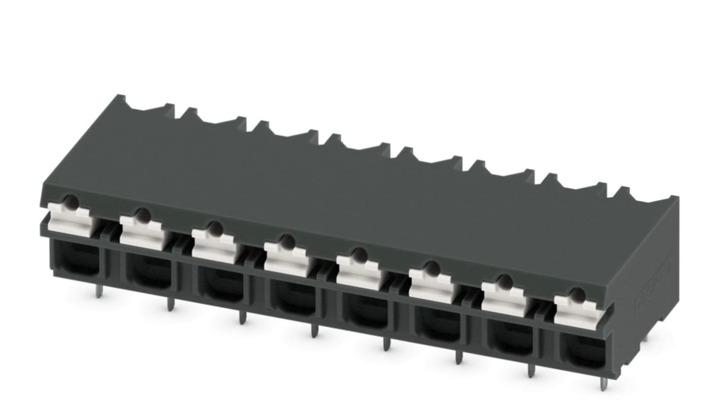 Phoenix Contact SPT-THR 1.5/ 8-H-5.0 P26 Series PCB Terminal Block, 5mm Pitch, Through Hole Mount, Spring Cage