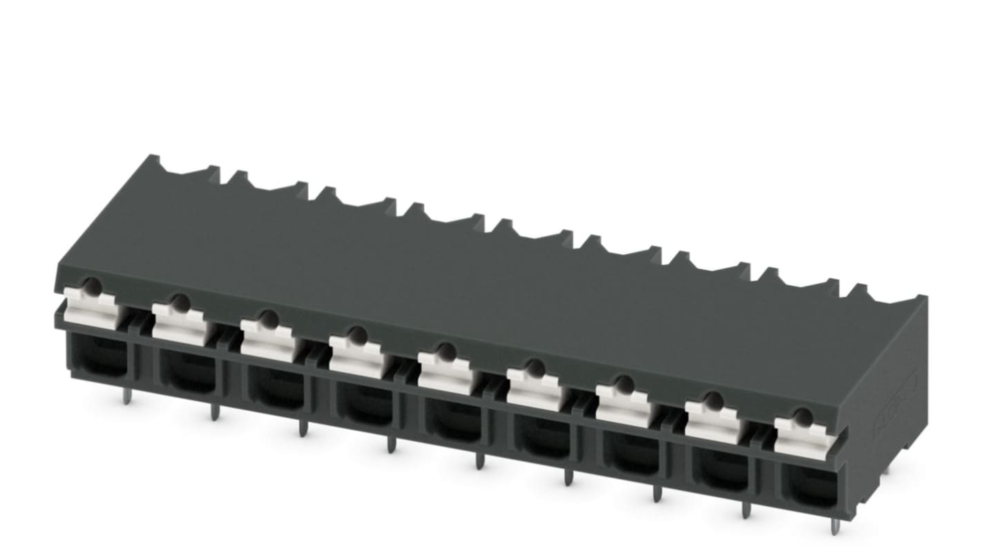 Phoenix Contact SPT-THR 1.5/ 9-H-5.0 P26 Series PCB Terminal Block, 5mm Pitch, Through Hole Mount, Spring Cage