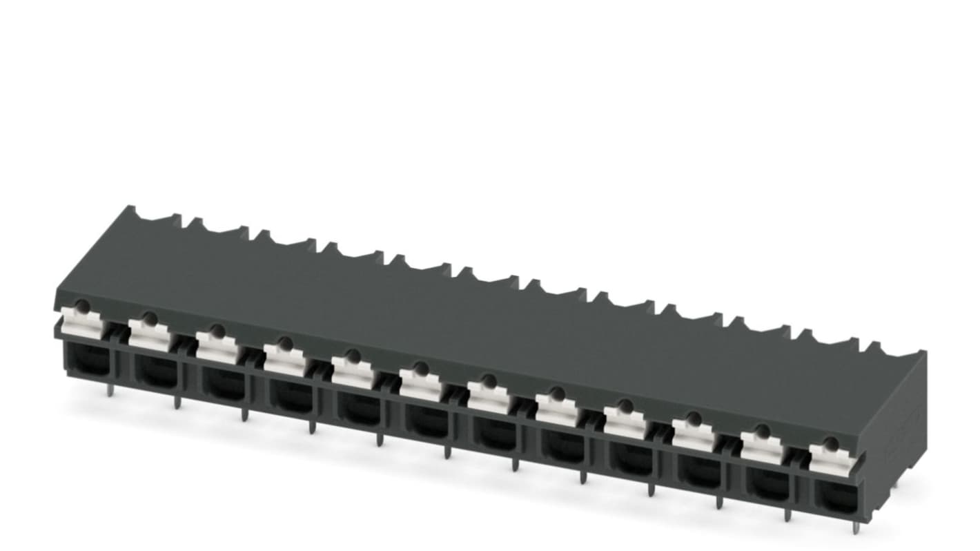 Phoenix Contact SPT-THR 1.5/12-H-5.0 P26 Series PCB Terminal Block, 5mm Pitch, Through Hole Mount, Spring Cage