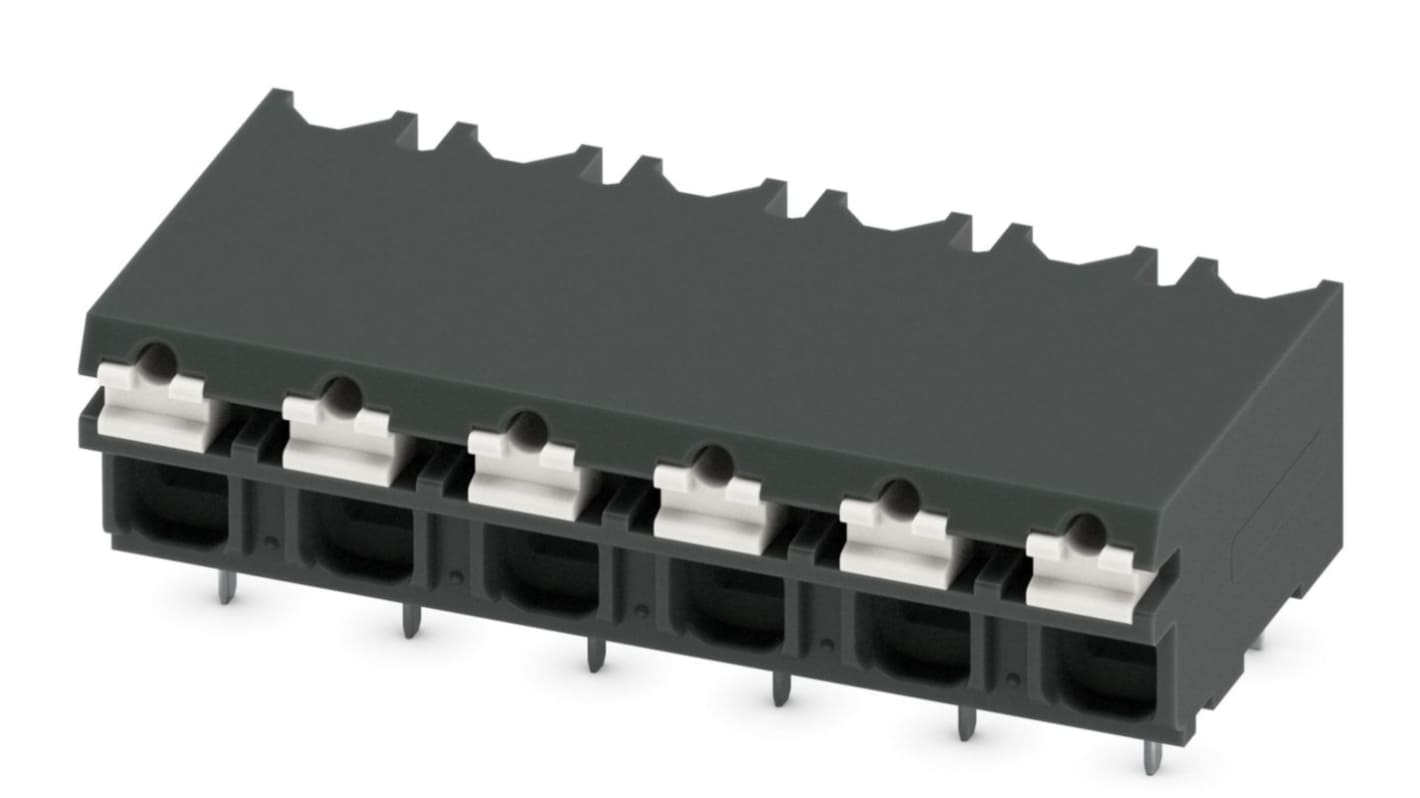 Phoenix Contact SPT-THR 1.5/ 6-H-5.08 P26 Series PCB Terminal Block, 5.08mm Pitch, Through Hole Mount, Spring Cage