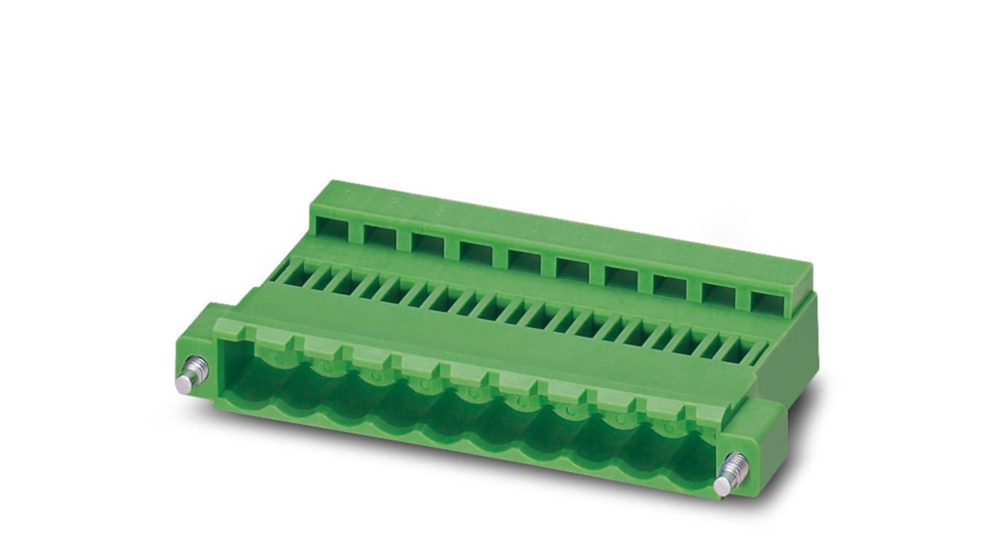 Phoenix Contact, 5.08mm Pitch, ICC 2.5/19-STZF-5.08, 19 Way, , Pluggable Terminal Block, Inverted Plug, Cable Mount,