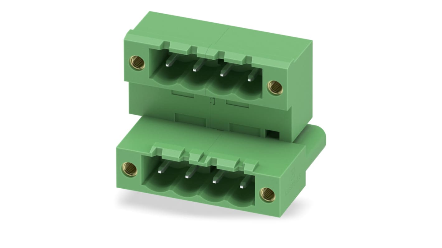 Phoenix Contact, 5.0mm Pitch, MDSTB 2.5/ 4-GF, 4 Way, Pluggable Terminal Block, Header, Solder Termination, 1846713