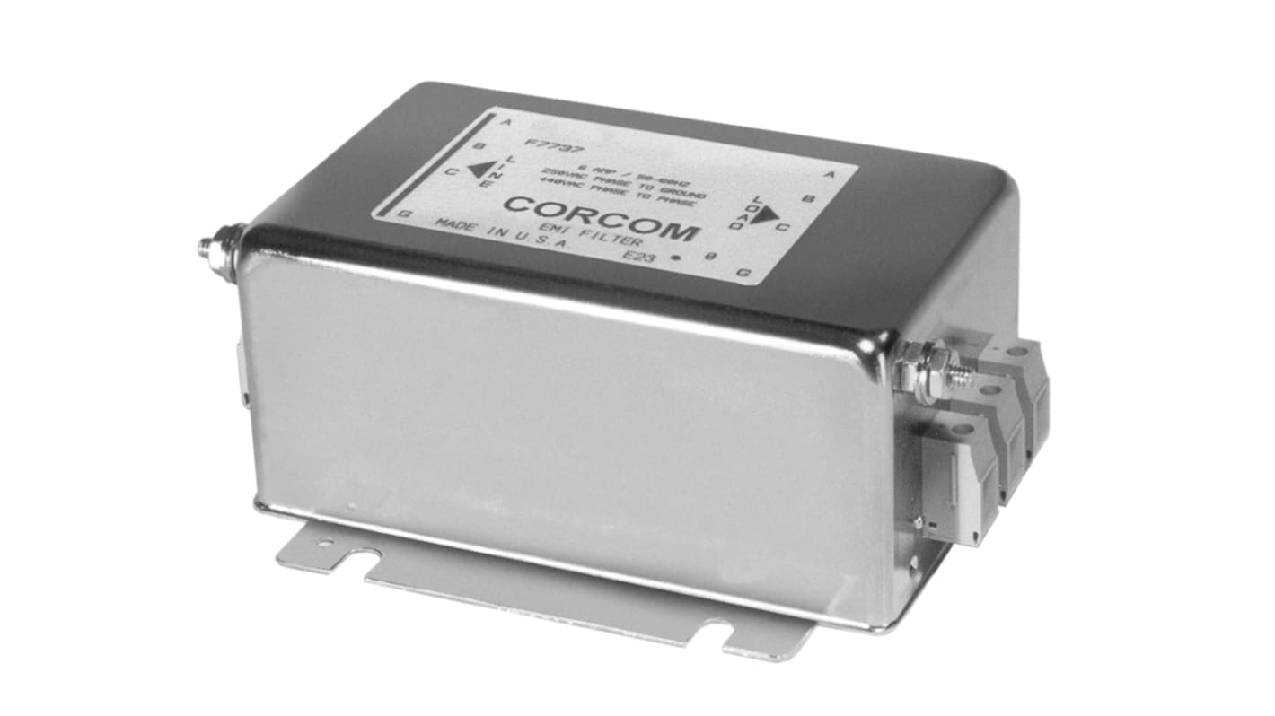 Filtro de suministro de alimentacion TE Connectivity, 230A, 480/277 V CA, 50Hz, Montaje con Reborde, con terminales