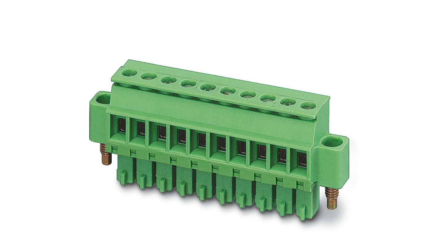 Phoenix Contact, 3.81mm Pitch, MCVR 1.5/ 7-STF-3.81, 7 Way, , Pluggable Terminal Block, Plug, Cable Mount, Screw