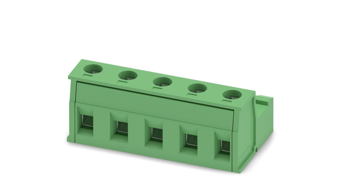 Phoenix Contact, 7.62mm Pitch, GIC 2.5/ 5-ST-7.62, 5 Way, , Pluggable Terminal Block, Inverted Plug, Cable Mount, Screw