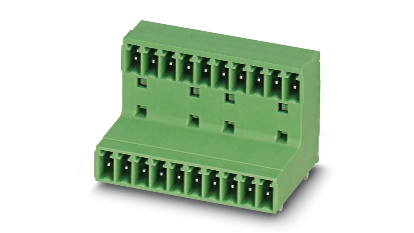 Phoenix Contact, 3.81mm Pitch, MCD 1.5/10-G-3.81, 10 Way, Pluggable Terminal Block, Header, Solder Termination, 1830033