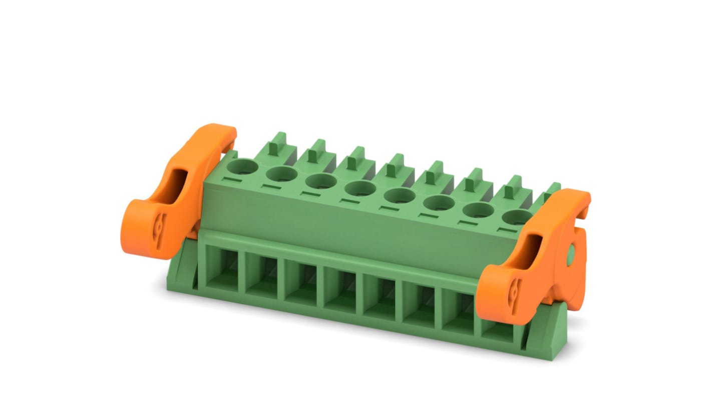 Phoenix Contact, 3.81mm Pitch, MC 1.5/ 8-ST-3.81-LR, 8 Way, , Pluggable Terminal Block, Plug, Cable Mount, Screw