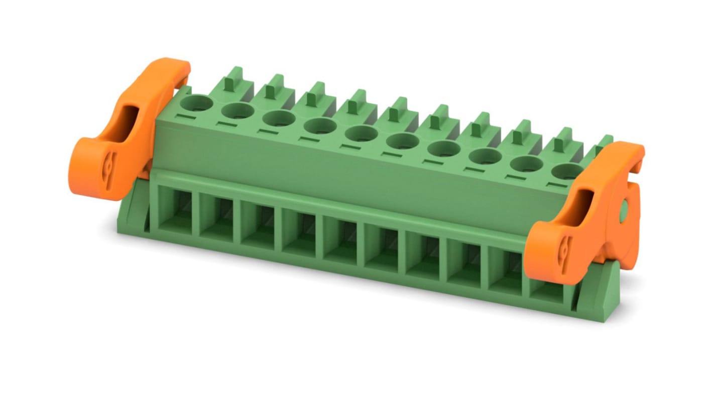 Phoenix Contact, 3.81mm Pitch, MC 1.5/10-ST-3.81-LR, 10 Way, , Pluggable Terminal Block, Plug, Cable Mount, Screw