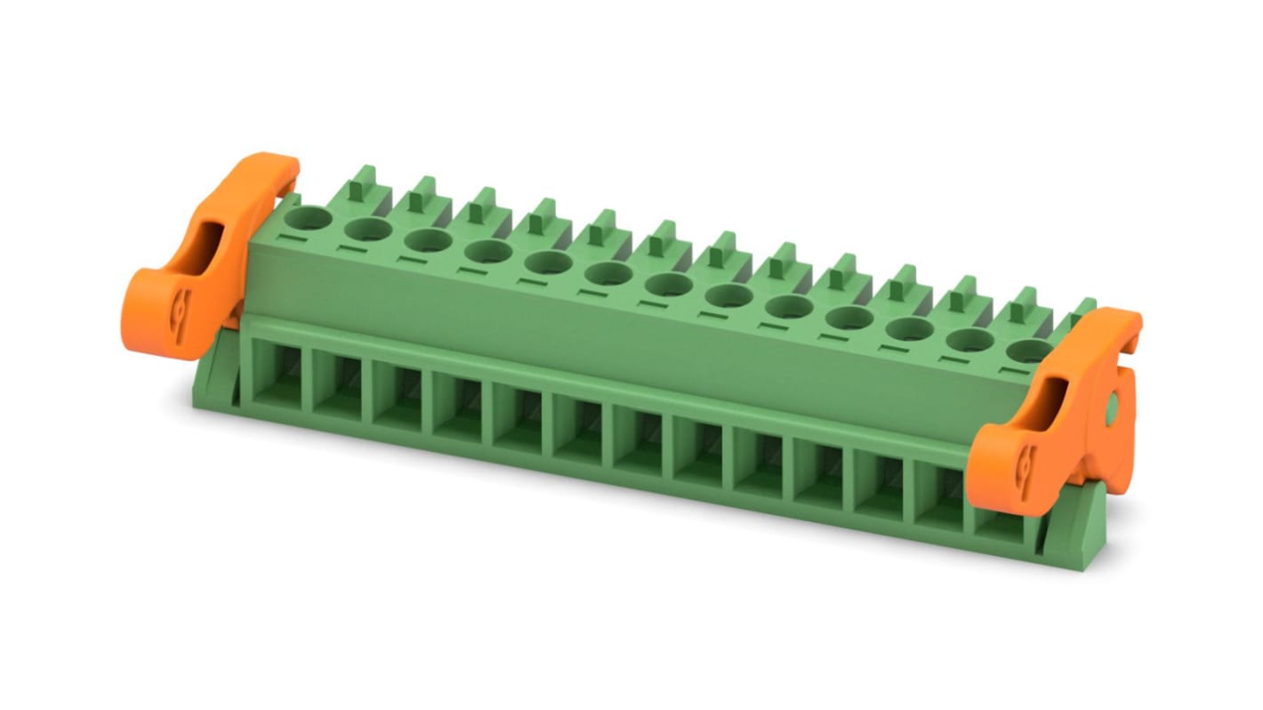Phoenix Contact, 3.81mm Pitch, MC 1.5/13-ST-3.81-LR, 13 Way, , Pluggable Terminal Block, Plug, Cable Mount, Screw