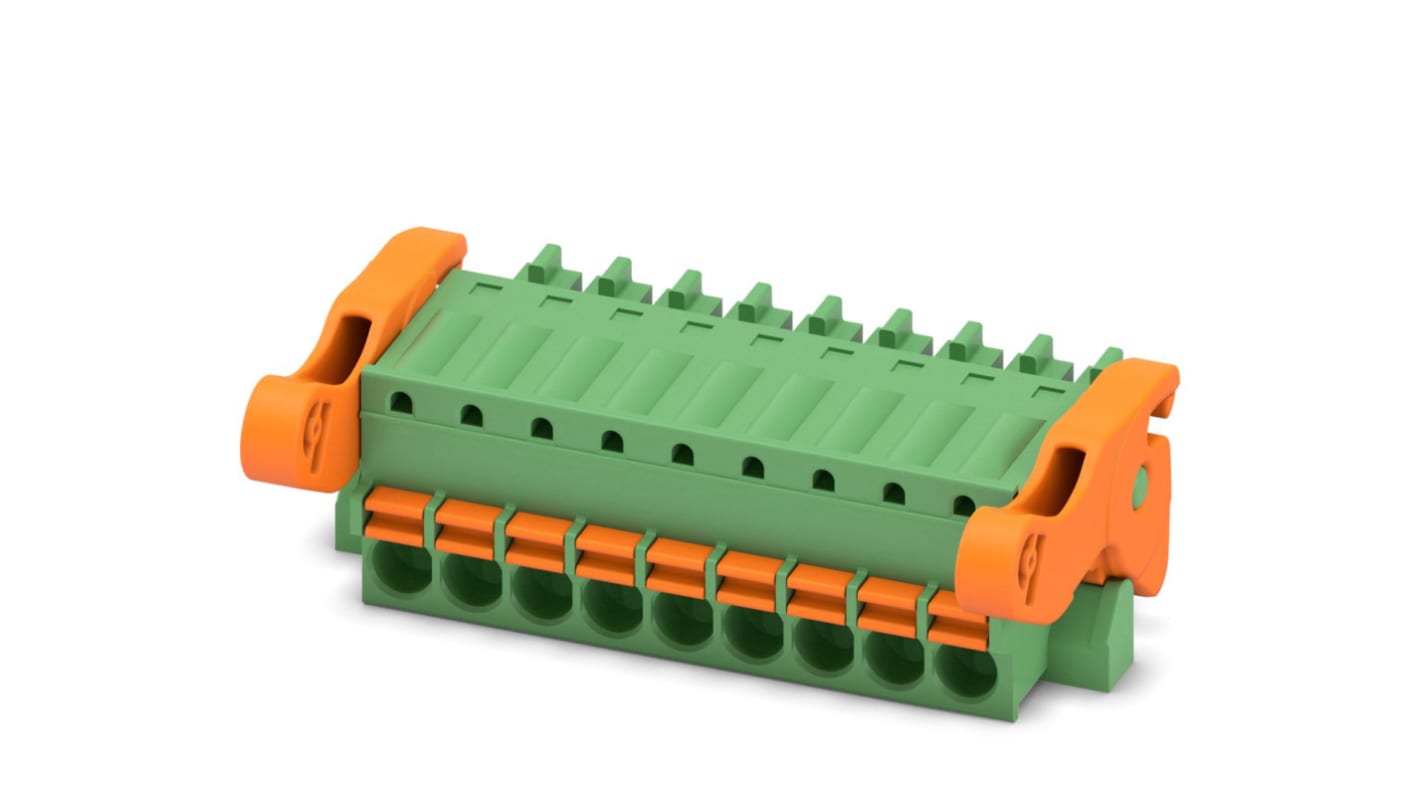 Phoenix Contact, 3.5mm Pitch, FK-MCP 1.5/ 9-ST-3.5-LR, 9 Way, , Pluggable Terminal Block, Plug, Cable Mount, Spring