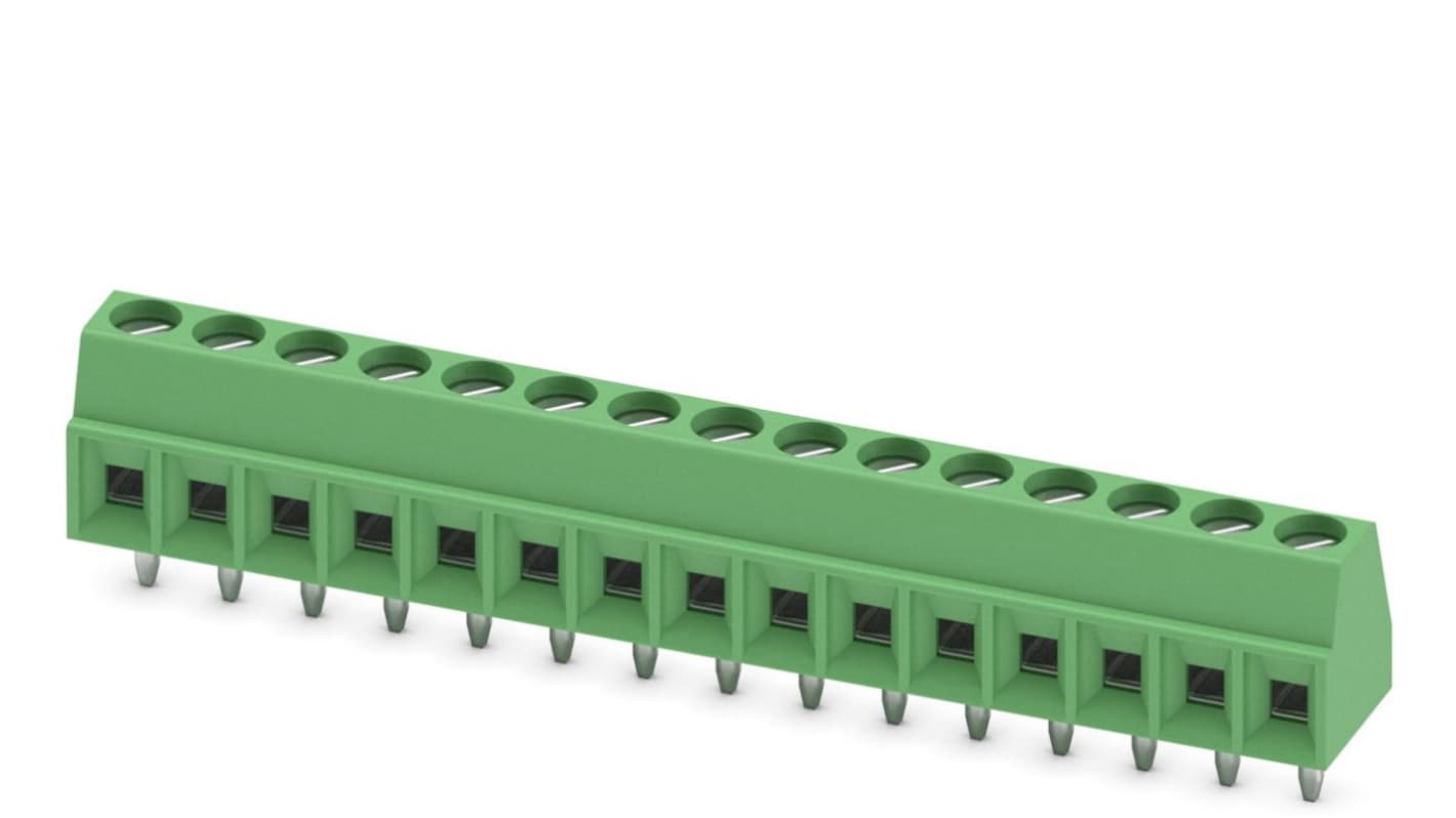 Phoenix Contact MKDS 1/15-3.5 Series PCB Terminal Block, 15-Contact, 3.5mm Pitch, Through Hole Mount, Screw Termination