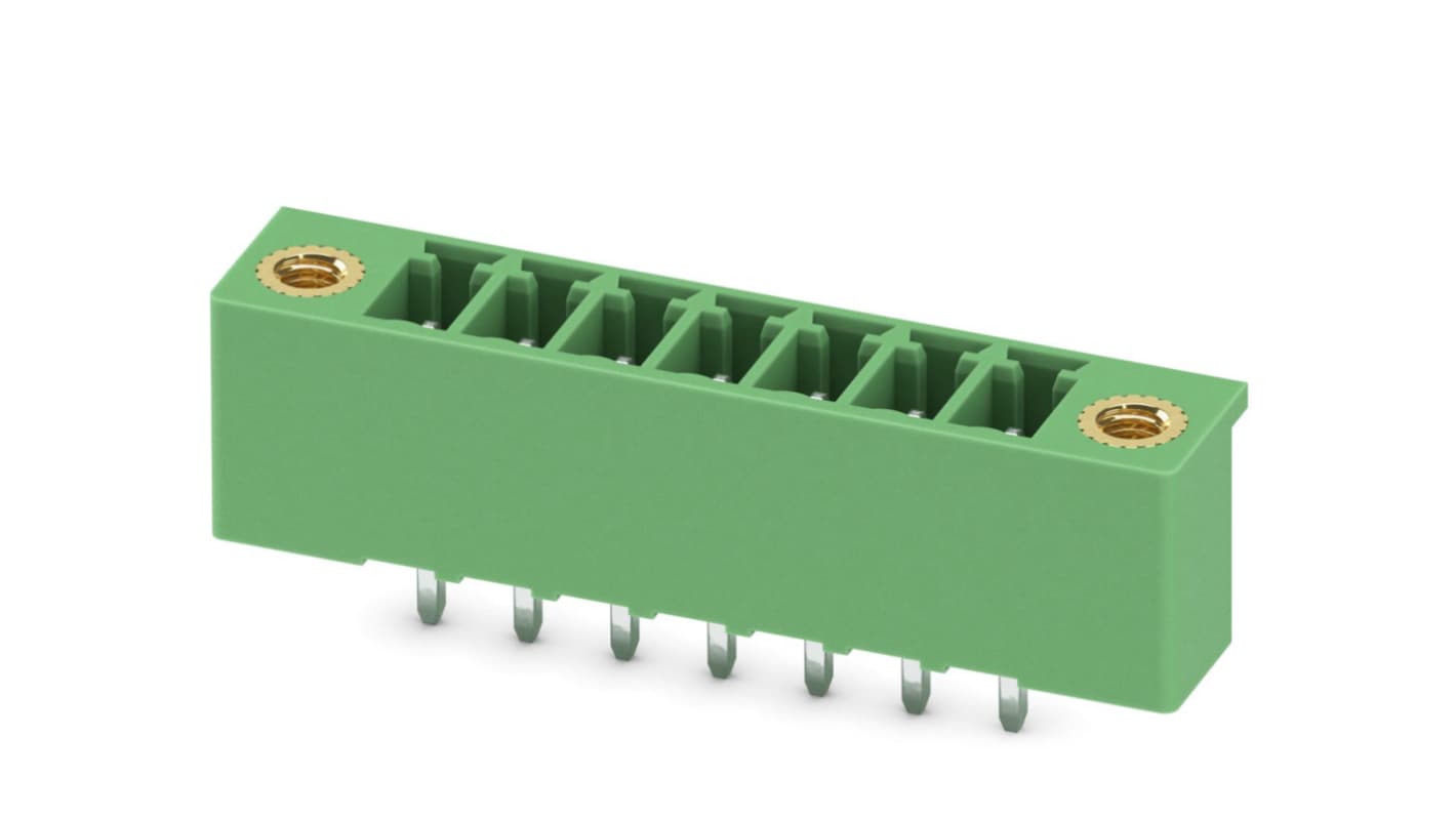 Phoenix Contact, 3.5mm Pitch, MCV 1.5/ 7-GF-3.5-LR, 7 Way, Pluggable Terminal Block, Header, Solder Termination, 1818041