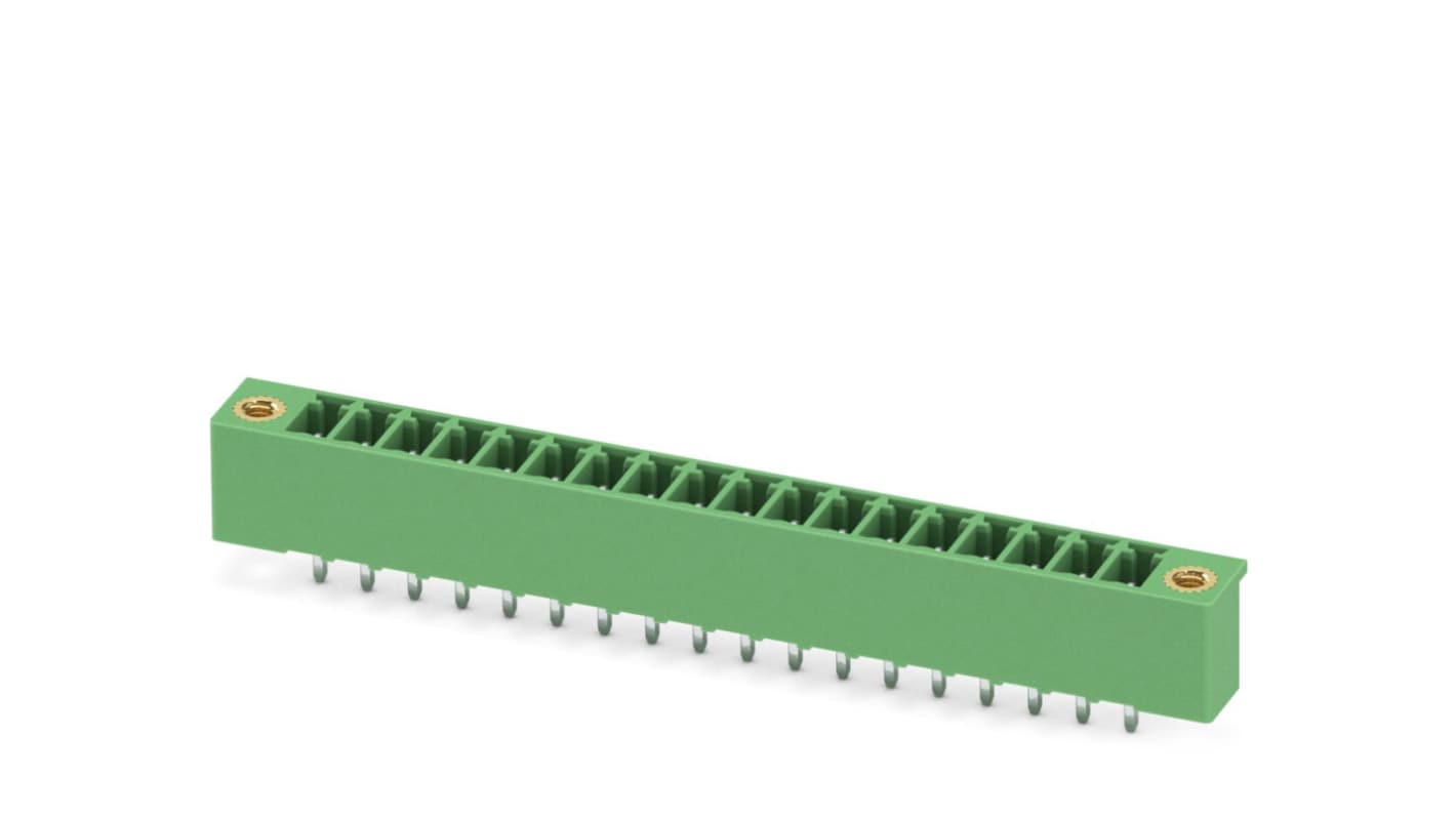 Phoenix Contact, 3.5mm Pitch, MCV 1.5/18-GF-3.5-LR, 18 Way, Pluggable Terminal Block, Header, Solder Termination,