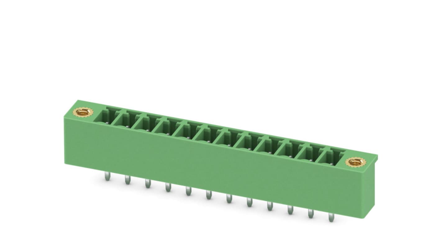 Phoenix Contact, 3.81mm Pitch, MCV 1.5/12-GF-3.81-LR, 12 Way, Pluggable Terminal Block, Header, Solder Termination,