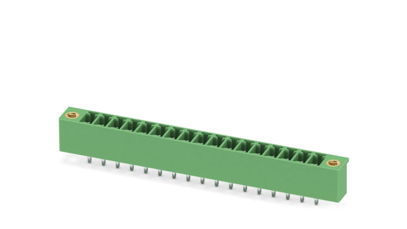 Phoenix Contact, 3.81mm Pitch, MCV 1.5/17-GF-3.81-LR, 17 Way, Pluggable Terminal Block, Header, Solder Termination,