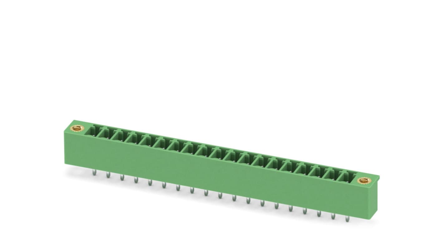 Phoenix Contact, 3.81mm Pitch, MCV 1.5/19-GF-3.81-LR, 19 Way, Pluggable Terminal Block, Header, Solder Termination,