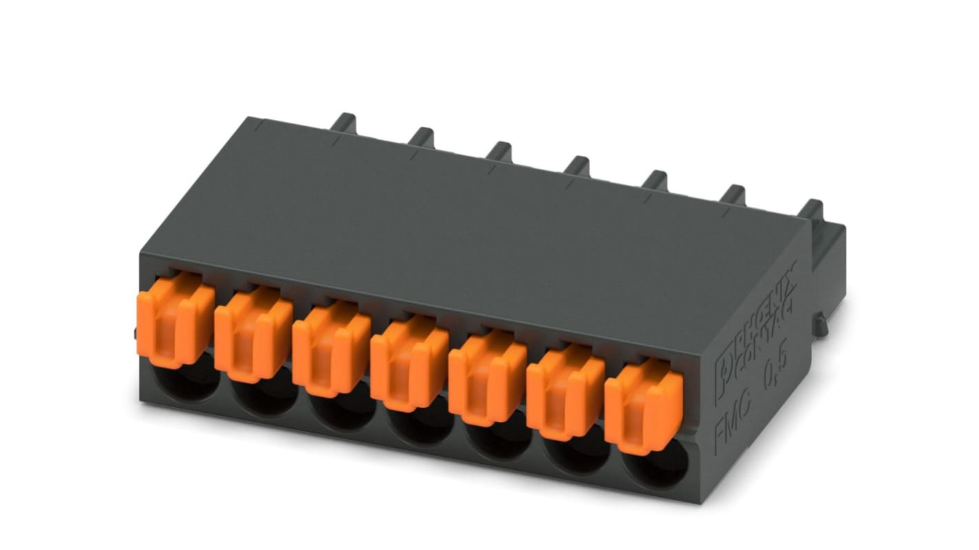 Phoenix Contact FMC 0.5/ 7-ST-2.54 Series PCB Terminal Block, 7-Contact, 2.54mm Pitch, Spring Cage Termination