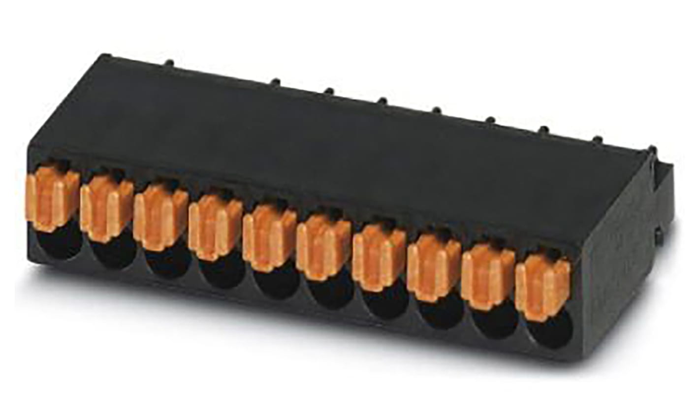 Phoenix Contact FMC 0.5/10-ST-2.54 Series PCB Terminal Block, 10-Contact, 2.54mm Pitch, Spring Cage Termination