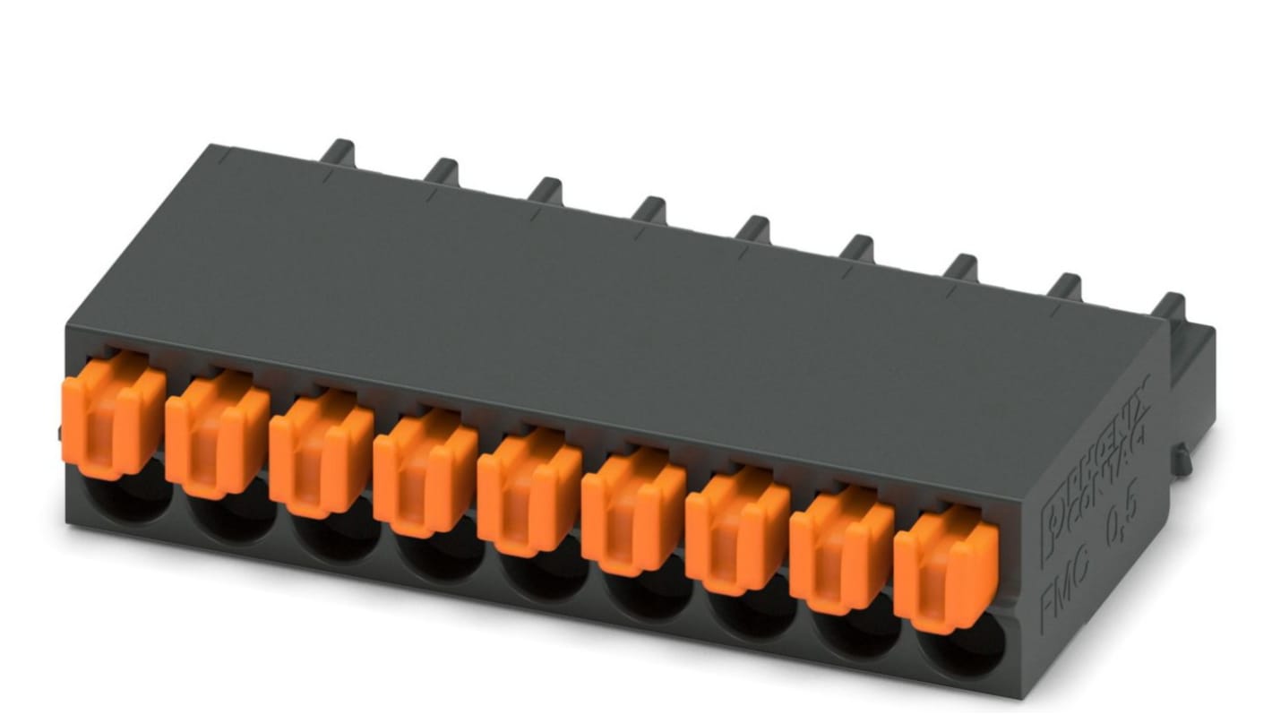 Phoenix Contact FMC 0.5/ 9-ST-2.54 Series PCB Terminal Block, 9-Contact, 2.54mm Pitch, Spring Cage Termination