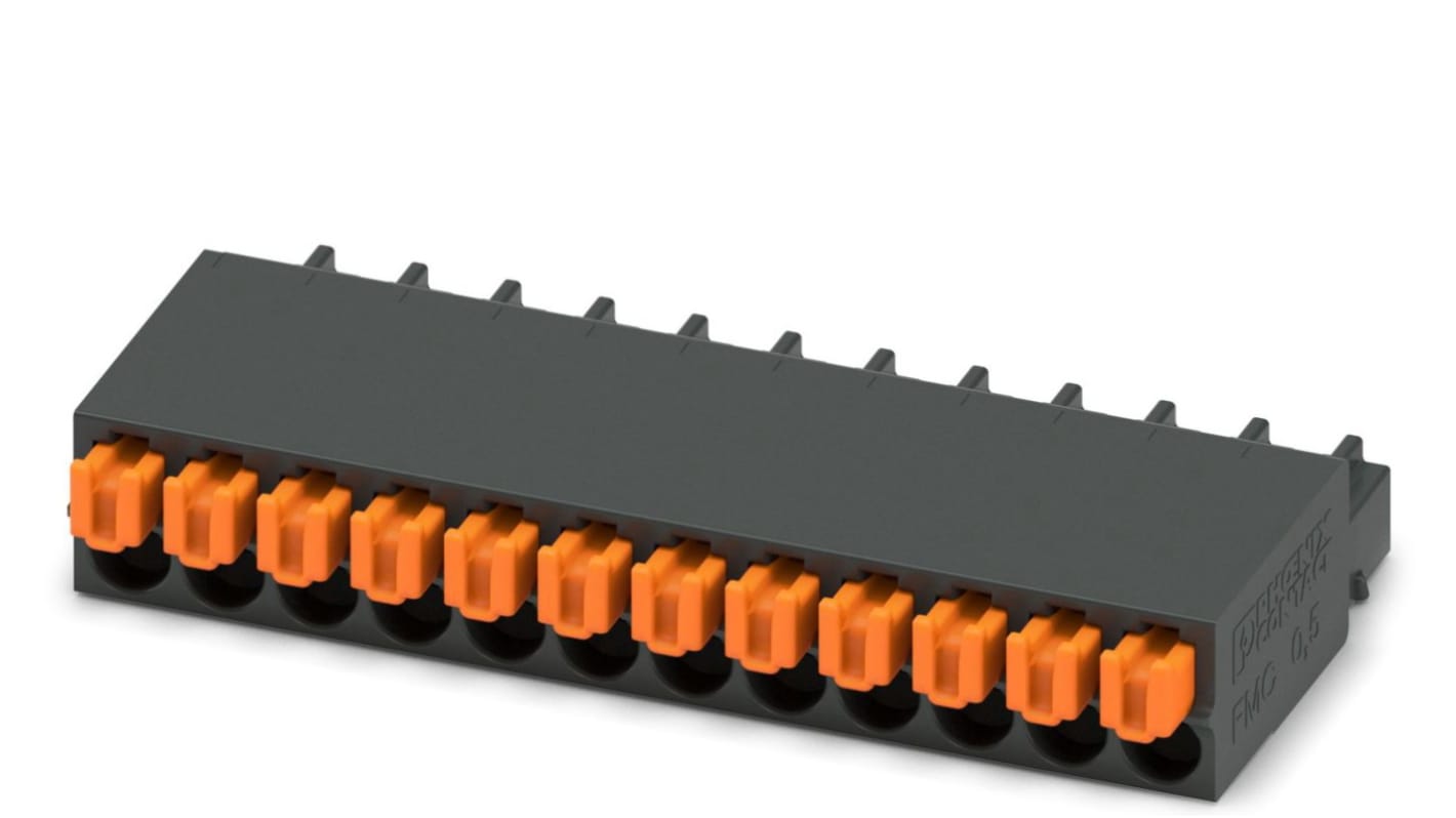 Phoenix Contact PCB端子排, 12p, 2.54mm间距, 6A, 160 V, 弹簧架端接, 黑色, FMC 0.5/12-ST-2.54系列