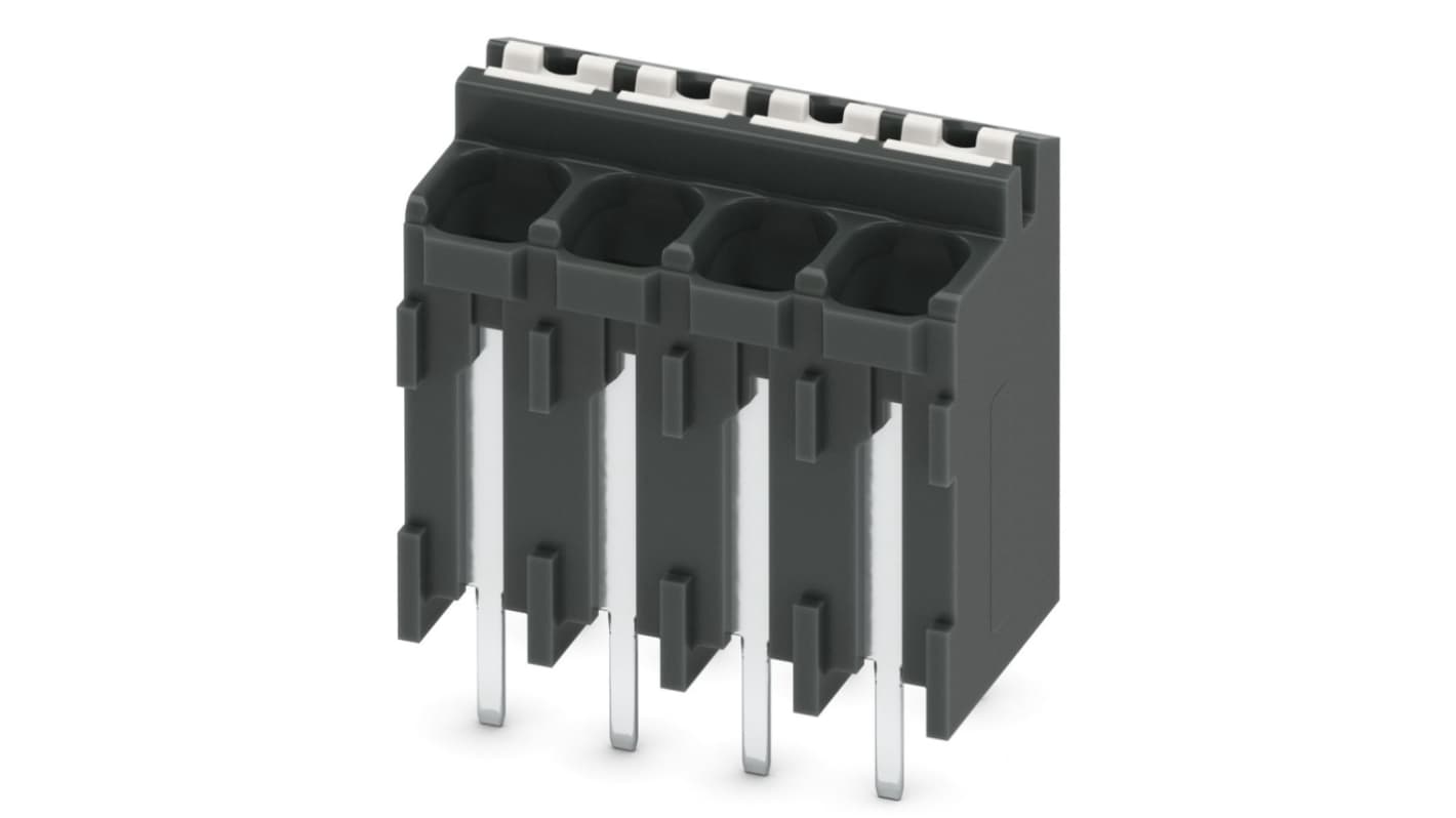 Phoenix Contact SPT-THR 1.5/ 4-V-3.5 P26 Series PCB Terminal Block, 3.5mm Pitch, Through Hole Mount, Spring Cage