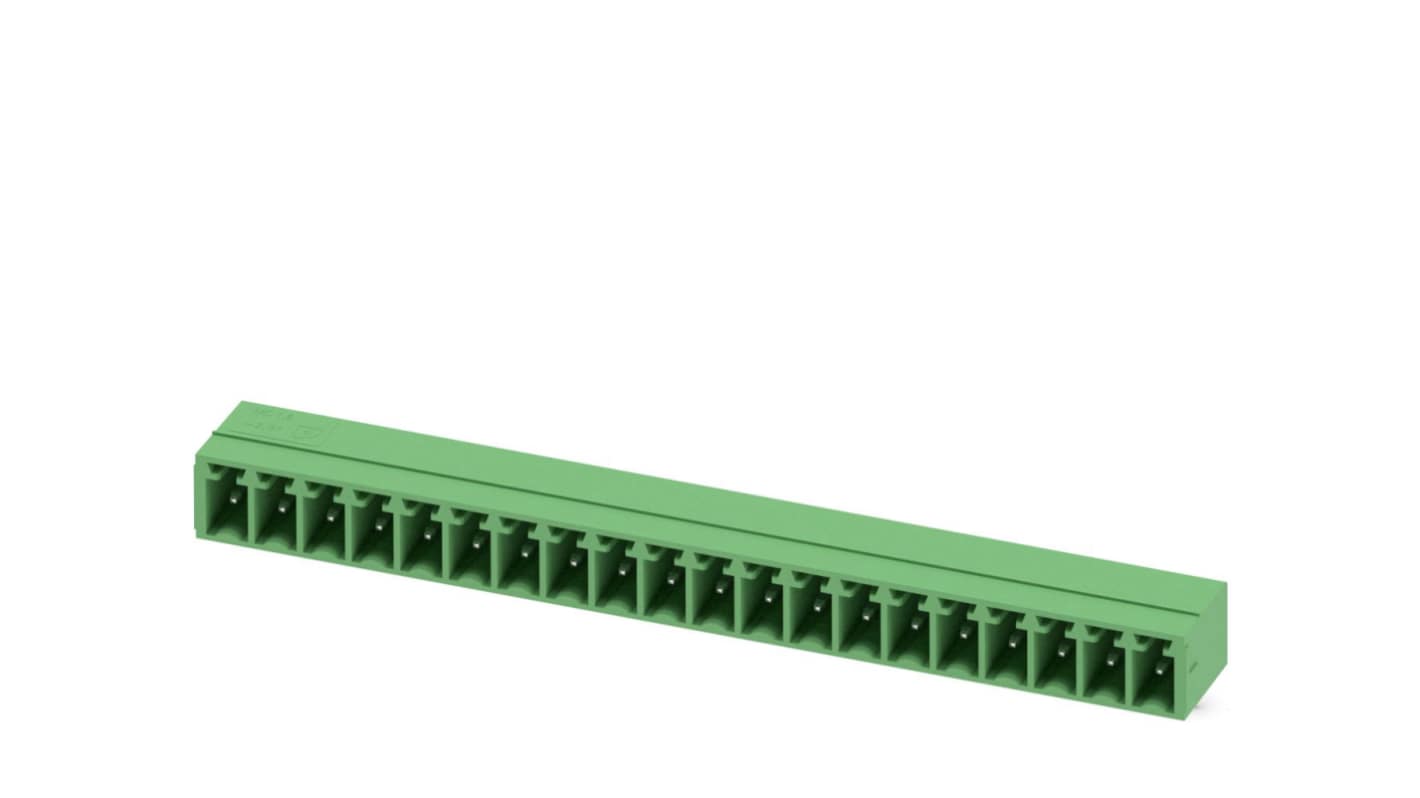 Phoenix Contact, 3.81mm Pitch, MC 1.5/20-G-3.81, 20 Way, Right Angle, Pluggable Terminal Block, Header, Through Hole,