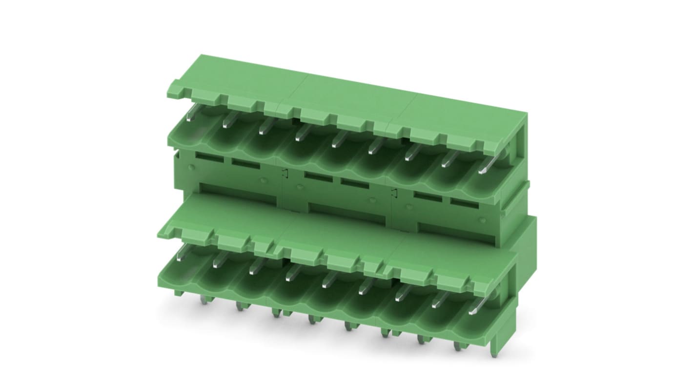 Phoenix Contact, 5.08mm Pitch, MDSTBW 2.5/ 9-G-5.08, 9 Way, Pluggable Terminal Block, Header, Solder Termination,