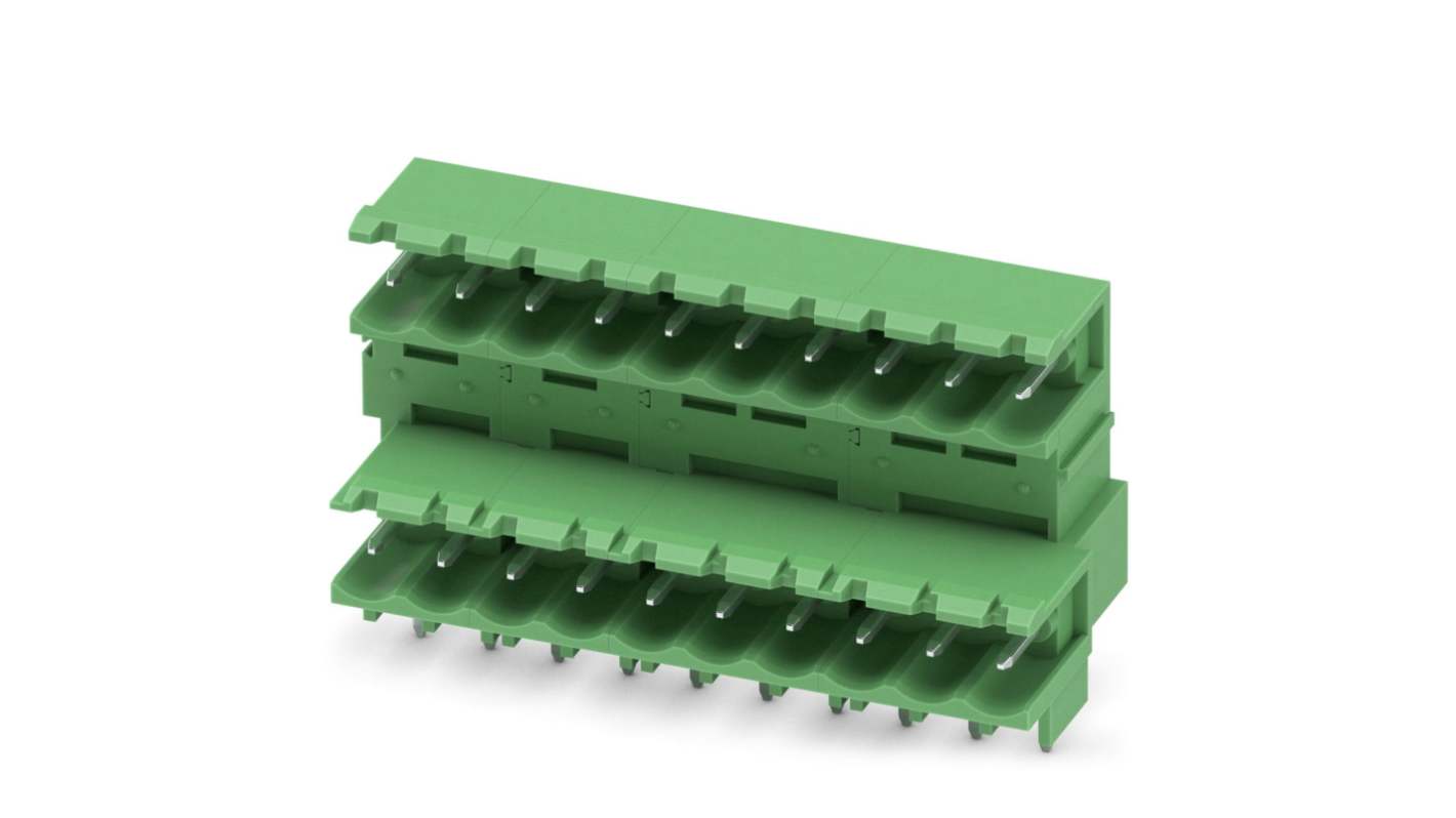Phoenix Contact, 5.08mm Pitch, MDSTBW 2.5/10-G-5.08, 10 Way, Pluggable Terminal Block, Header, Solder Termination,