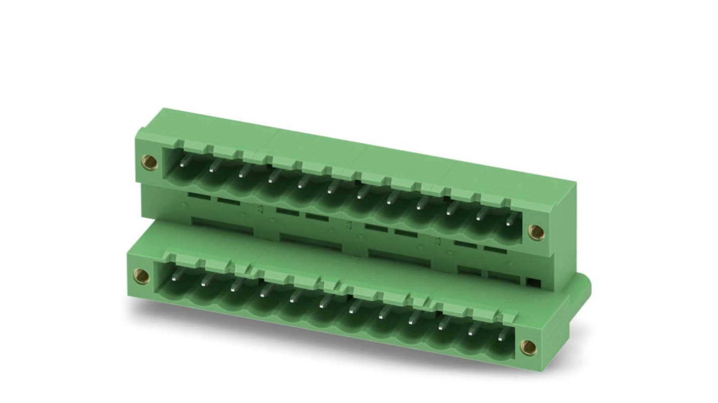 Phoenix Contact, 5.08mm Pitch, MDSTB 2.5/12-GF-5.08, 12 Way, Pluggable Terminal Block, Header, Solder Termination,